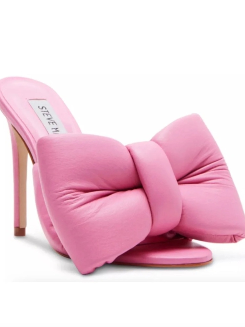 Steve Madden INDULGE Puffy Puff Pink Bow High Heel Heels Sandal Mule - Size 6